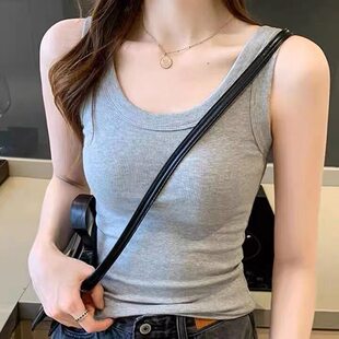 夏外穿美背螺纹针织弹力背心