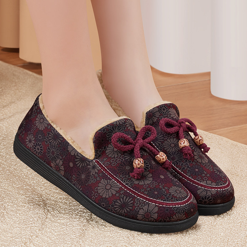 老北京布鞋女秋冬加绒加厚防滑保暖中老年豆豆棉鞋妈妈百搭毛毛鞋,淘宝优惠券,粉丝福利购,淘宝优惠卷