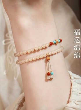 s925银和田玉南红手串精致手链