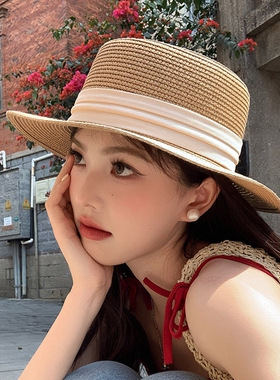 法式平顶遮阳草帽女夏2026新款