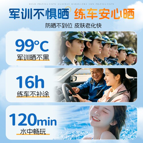 青少年防晒霜女学生军训专用美白男物理50+防紫外线防水身体正品 - 图3