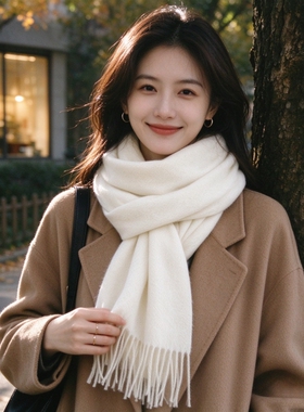 山羊绒cashmere羊毛围巾女冬长款