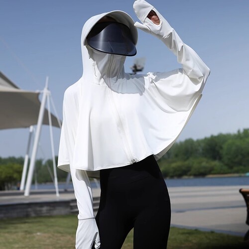 防晒衣女款夏季2026新款冰丝原纱披肩外套女薄款防晒服女防紫外线 - 图1