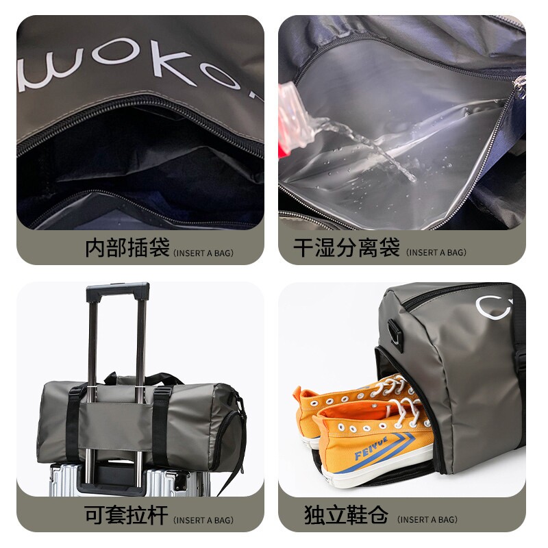 Large capacity fitness bag men's wet and dry separation sports bag portable luggage bag swimming bag travel bag waterproof storage red