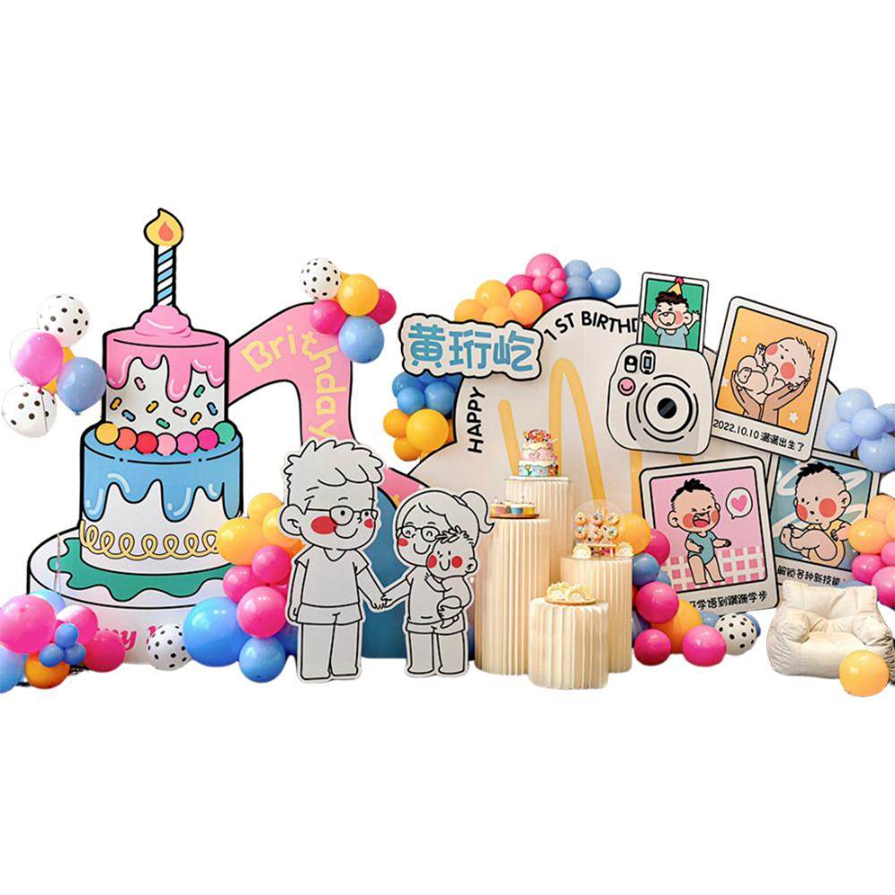 卡通宝宝周岁百天满月宴生日布置装饰酒店舞台包厢气球背景墙kt板,淘宝优惠券,粉丝福利购,淘宝优惠卷