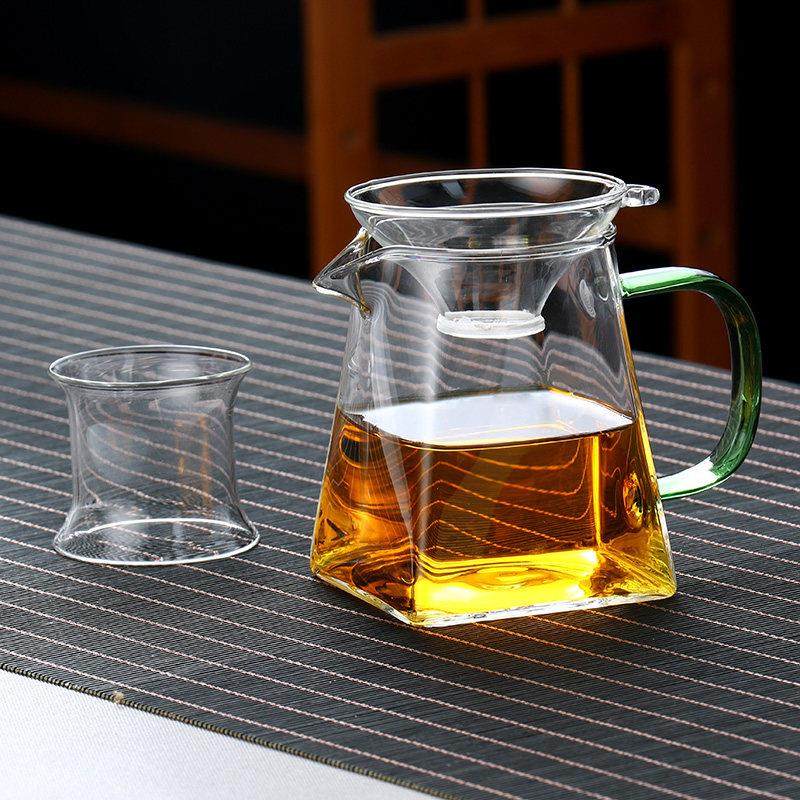加厚耐热玻璃公道杯茶漏一体套装分茶器茶水分离高档方形公杯,淘宝优惠券,粉丝福利购,淘宝优惠卷
