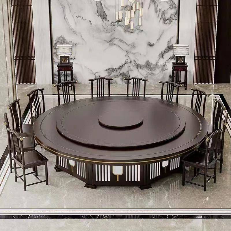 新中式酒店电动餐桌高级大圆桌20人火锅桌圆形电磁炉自动旋转餐桌,淘宝优惠券,粉丝福利购,淘宝优惠卷