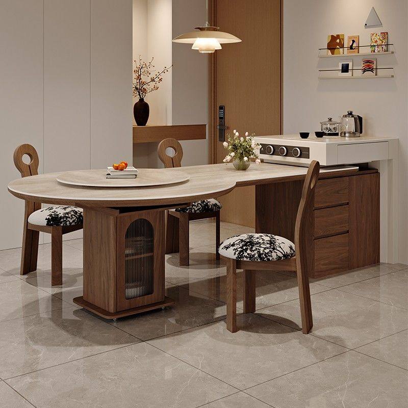 法式岛台餐桌一体家用现代简约可伸缩变圆桌多功能高端储物中岛台,淘宝优惠券,粉丝福利购,淘宝优惠卷