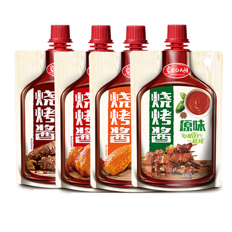 草原红太阳烧烤酱 韩式香辣烤肉酱 BBQ四种口味8袋包邮  110克/袋 - 图0