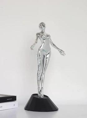 空山基机械姬女神摆件高级家居轻奢艺术装饰客厅桌面电镀人物雕塑