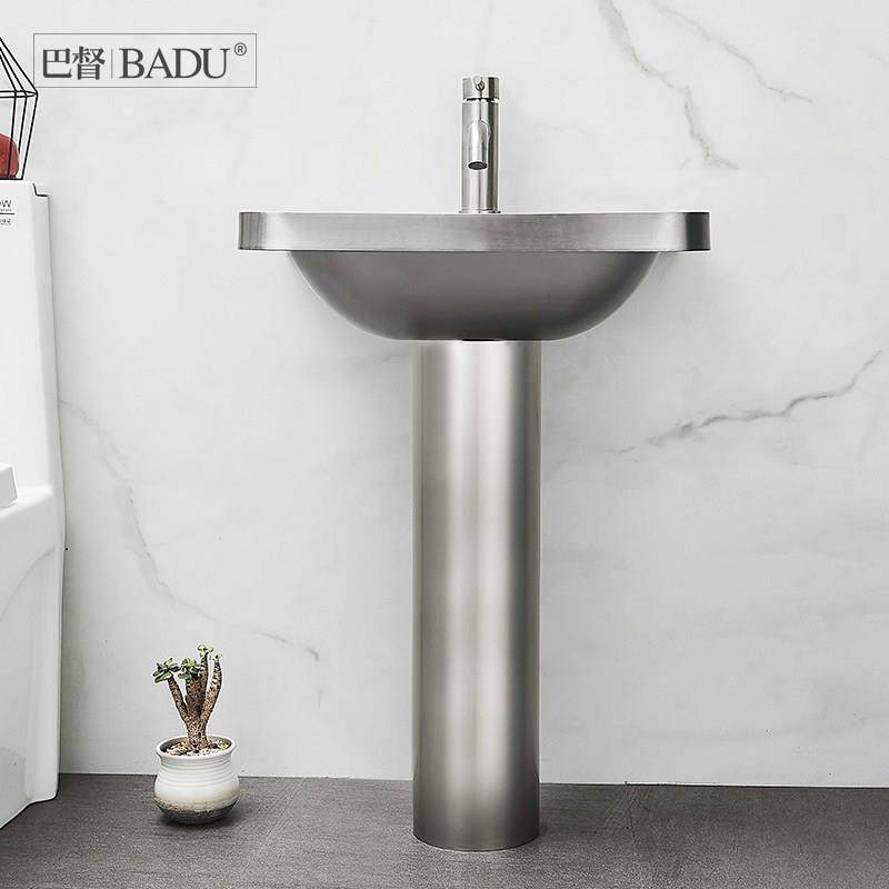 巴督 304不锈钢立柱盆面盆卫生间阳台洗手盆户外一体落地式洗脸盆,淘宝优惠券,粉丝福利购,淘宝优惠卷