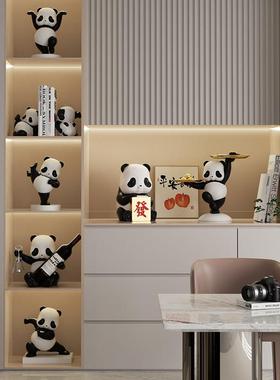 熊猫高档创意酒柜摆件轻奢客厅柜子电视柜桌面新家装饰品乔迁礼物