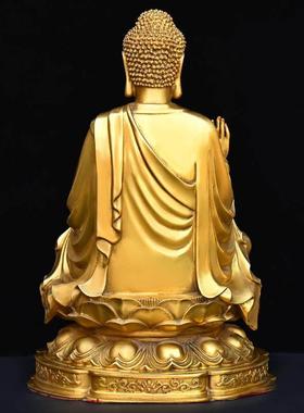 纯铜大日如来佛祖摆件纯黄铜三宝佛佛像释迦牟尼佛药师佛