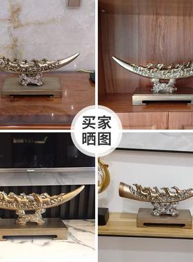 欧式摆件轻奢电视柜装饰品家居客厅玄关红酒架高档奢华象牙工艺礼