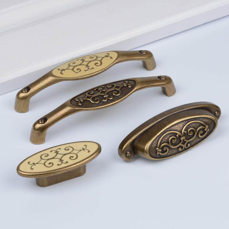 高档金牌实木橱柜把手柜门古铜古典欧式复古抽屉把手128孔距,淘宝优惠券,粉丝福利购,淘宝优惠卷