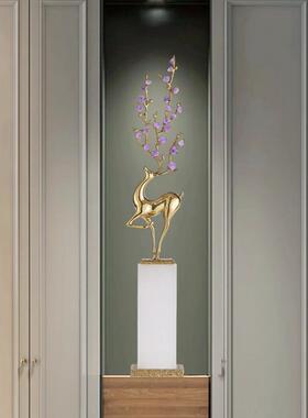 中式鹿摆件入户玄关壁龛客厅电视柜旁装饰品乔迁新居开业高档礼品