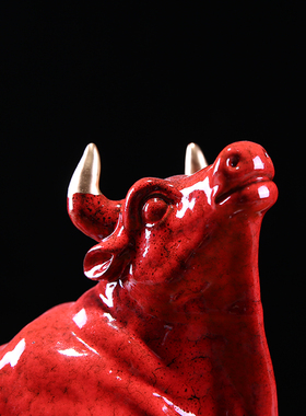 速发陶瓷财摆件招牛牛工艺品运势如虹家居玄关办公品装饰室摆设