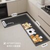Diatom mud kitchen floor mat, non-slip, anti-oil, wipeable and washable, L-shaped special floor mat, 7-shaped water-absorbent carpet, can be cut