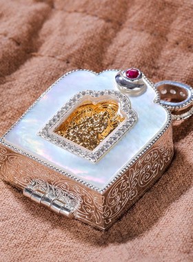 佛学院地藏嘎乌盒吊坠 喇荣925纯银噶乌盒项链挂件念经装藏噶乌盒