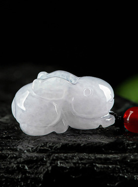 天然缅甸翡翠玉兔生肖兔立体吊坠冰种玉石挂件本命年兔玉坠男女款