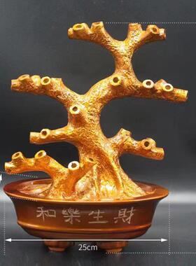 极速厂家直销水晶招财树底座半成品发财树摇钱树树脂工艺树盆财宝
