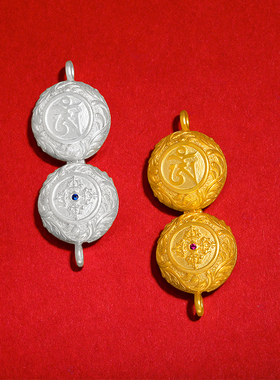 s925纯银嘎乌盒吊坠文殊嗡字小圆嘎乌盒吊坠可打开装物件小号项坠