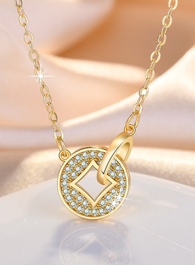 复古铜钱项链轻奢八方来财钱币气质锁骨链小众简约项链女