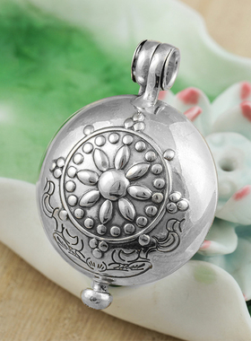 S925纯银佛像嘎乌盒吊坠精品西藏手工男女随身项链可打开 装圣物