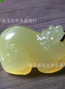 貔貅玉石把件玉手天然白玉青玩拍卖招财和田挂件男坠新疆项链立体