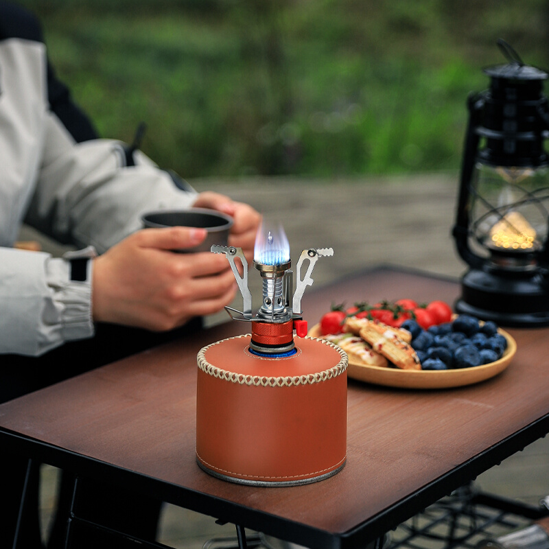 户外便携式超小迷你炉头 带电子打火野营野餐扁气罐炉头炉具气炉 - 图0