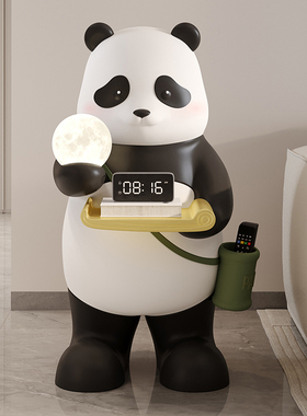 新品熊猫客厅大型落m地灯摆件沙发电视柜旁装饰品家居收纳托盘乔