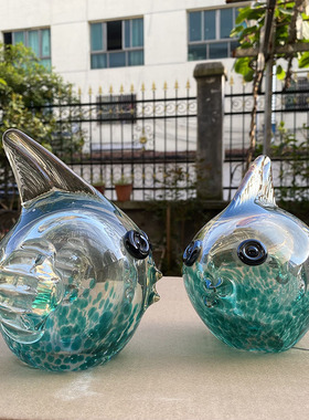 极速琉璃鱼摆件客厅创意s轻奢玄关现代酒柜装饰品茶几玻璃摆件泡