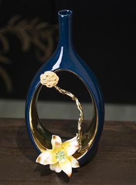 柏梵珐琅彩花瓶陶瓷工艺品花开富贵客厅玄关轻奢高档家居装饰摆件