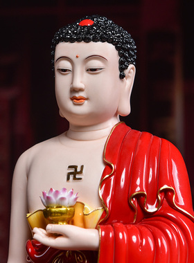 速发 陶瓷佛像摆奉 彩绘17吋阿弥像佛站陀立像居家供件客厅