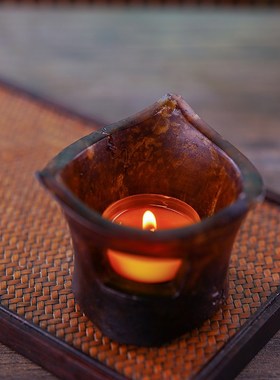 速发古法琉璃方寸温茶器桌面摆件茶暖器温酒器烛台酒精炉保热加温