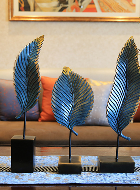 速发欧式家居电视柜摆件树叶店工艺品客厅玄摆桌面装饰品酒子轻奢