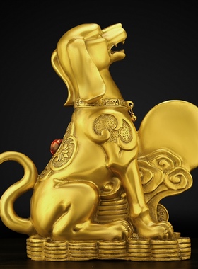 铜狗摆件纯铜西北缺角生肖狗补角生肖狗家居客厅装饰金属狗工艺品