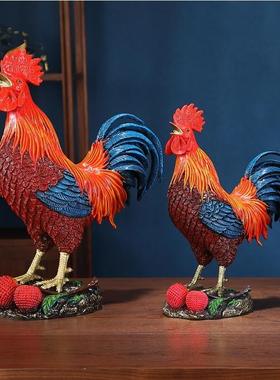 金鸡报喜黄铜公鸡摆件吉祥物十二生肖客厅酒柜办公室桌面乔迁礼品