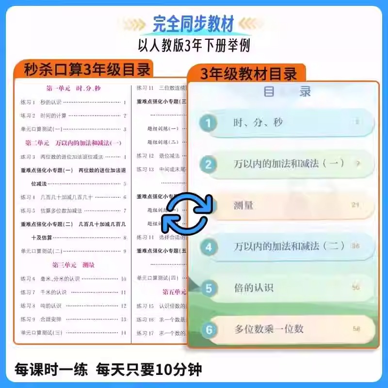 秒杀口算题一二三四五六年级上下册人教版西师版 2025新版 名校课堂小学同步数学强化专项思维训练习题口算题卡天天每日一练作业本