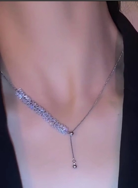 新款麦穗锆石可调节项链女锁骨链