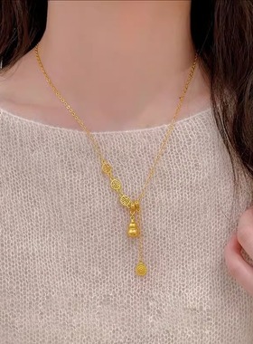 新中式葫芦流苏项链女福禄锁骨链