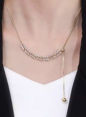 麦穗锆石项链女时尚可调节锁骨链