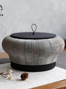 新品新中式禅意h轻奢纸艺收纳盒罐现代极简书房样板间软装饰品黑