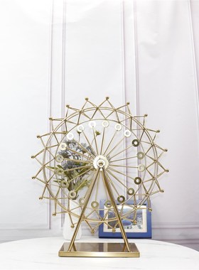 极速电镀金色浪漫摩天轮饰品客厅玄关F桌面铁艺摆件美式家居软装
