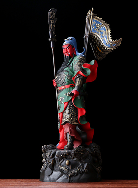 极速纯铜绿袍关公摆件武财神爷佛像关羽I铜像关二爷神像供奉招财
