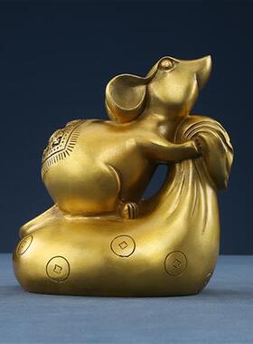 极速铜摆祥黄g摆老鼠摆件家居装饰品生肖鼠铜设布袋鼠钱袋鼠工艺