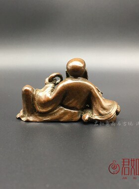 新品复古包c浆实心铜十八罗汉摆件铜戏狮罗汉铜佛茶宠铜人狮子佛