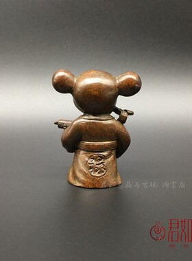 新品实心铜禄字老鼠摆件复古包浆福禄G寿生肖小老鼠铜鼠茶宠铜艺