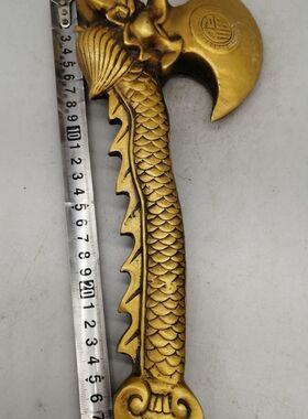 新品黄铜生意兴隆府上有龙斧头摆件M家居装饰办公室礼品
