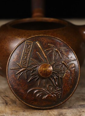 极速纯铜a手把壶工艺精湛铜木结合皮色红润大气简洁古玩收藏博古